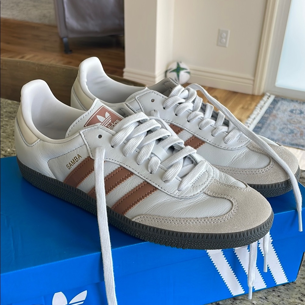 Adidas Samba White and Brown Sneakers